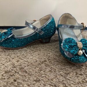 Glittery Blue Kids Mary Jane Shoes